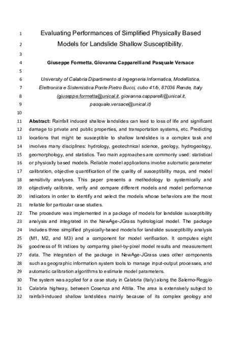 versace pasquale pdf|(PDF) Physically based landslide susceptibility models with .